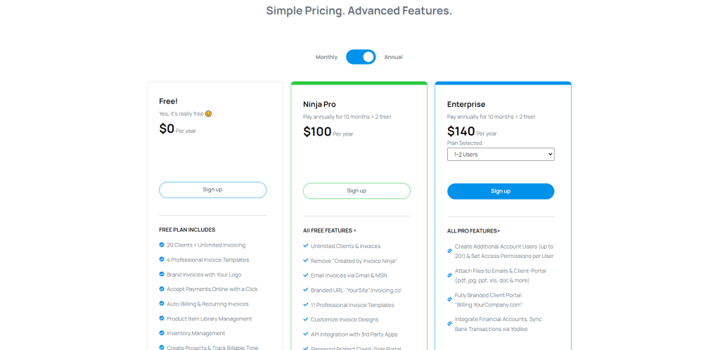 Invoice Ninja Pricing